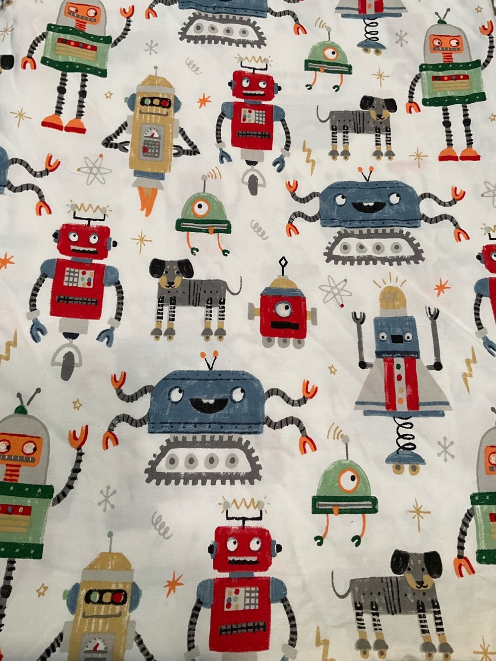 Pottery Barn Kids Robots themed 1 twin flat sheet